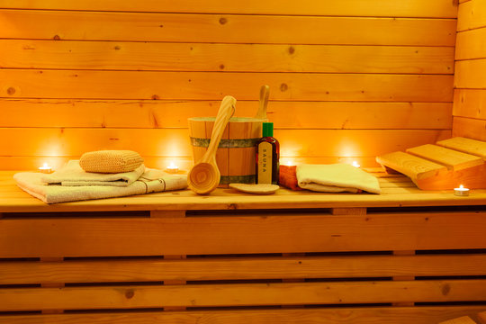 sauna interior and sauna accessories
