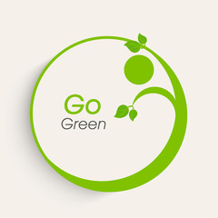 Go green sticker, tag or label design for Save Nature concept.