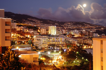 City of Funchal (capital of Madeira Island) at night.