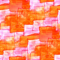 Mural orange squares on a pink background  seamless