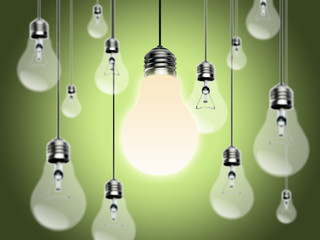 Light bulbs with Idea Conzept