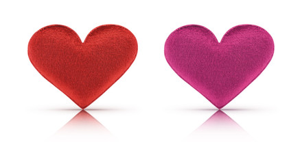 Fabric red and pink heart with clipping path