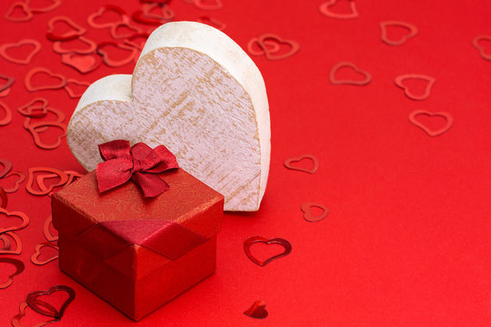Red gift box with heart