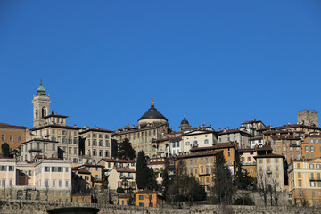 Fototapeta na wymiar Panorama of old Bergamo, Italy.