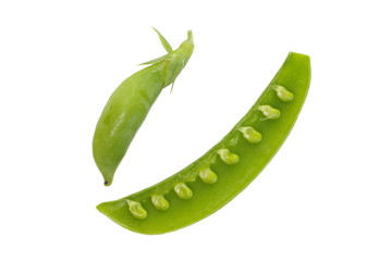 Fresh garden pea isolate on white background