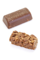 Coconut crisp chocolate isolated on white background