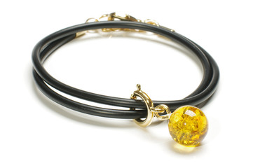 Bright amber ball shape adornment with clipping path