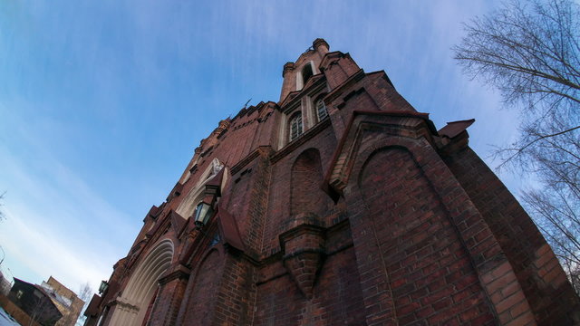 the catholic cathedral in krasnoyarsk, time lapse