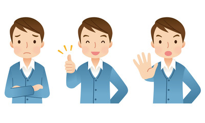 若い男性　表情　セット