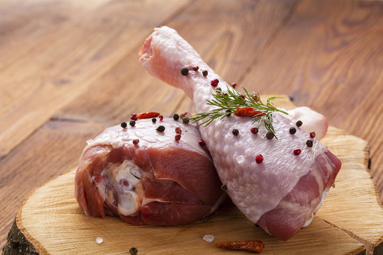 Raw Turkey Thigh With Spices