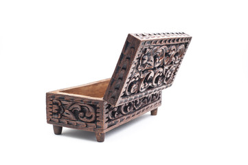 Wooden box isolated on white background.