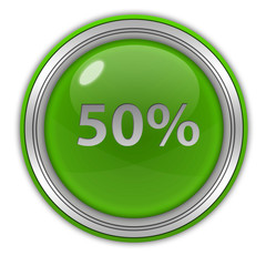 Fivety percent circular icon on white background