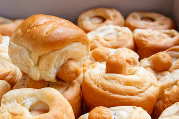 Bread with sausage.
