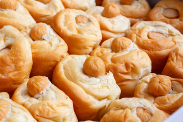 Bread with sausage.