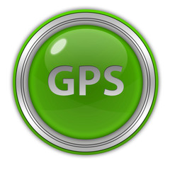 Gps circular icon on white background