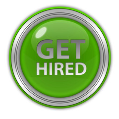 Get hired circular icon on white background