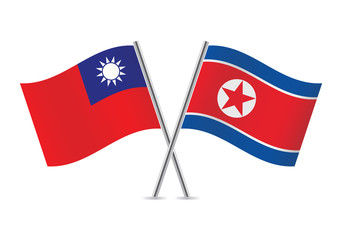 North Korea and Taiwanese flags. Vector illustration.