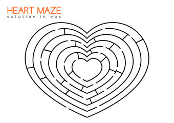 Heart maze with solution