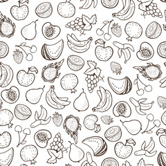 Creative seamless pattern with hand drawn fruits.