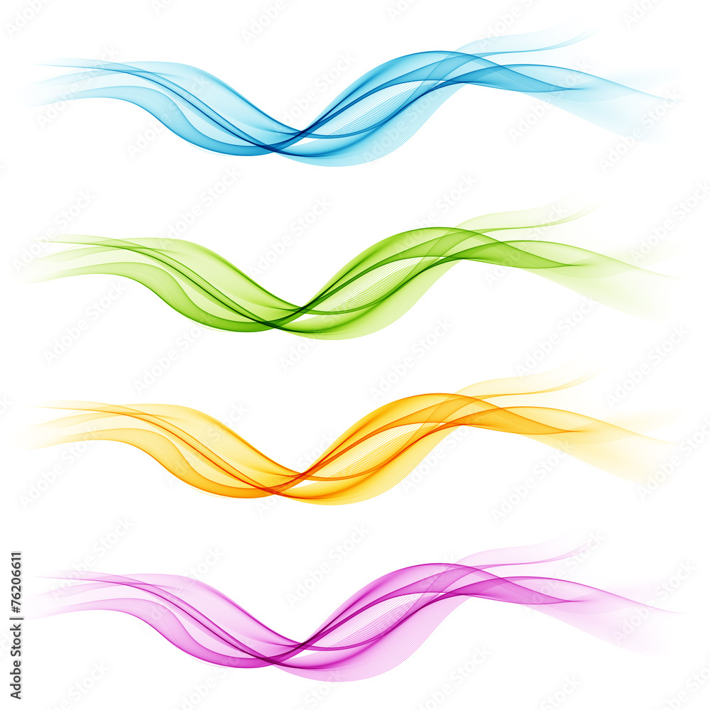 Poster set of color abstract smoky waves.