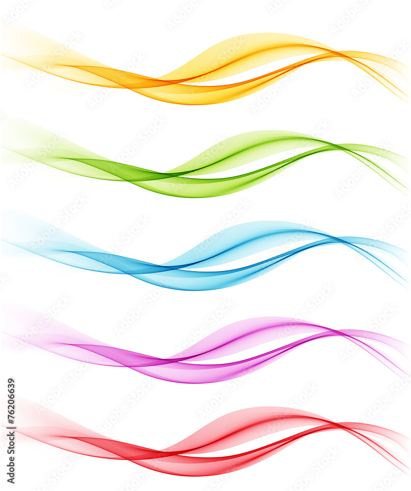 Poster set of color abstract smoky waves.
