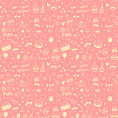 Happy birthday seamless hand drawn background pattern