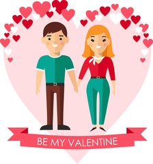 Vector illustration of a romantic people in love.