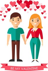 Obraz premium Vector illustration of a romantic people in love.