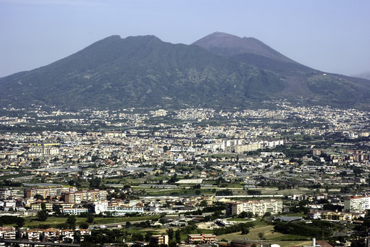 Naples aerial view , Vesuvius.