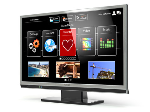 Smart TV flat screen lcd or plasma with web interface.Digital br