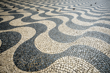 Fototapeta premium Portuguese Pavement in Rossio Square, Lisbon, Portugal
