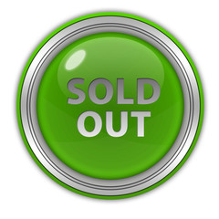 Sold out circular icon on white background