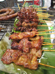 traditional Thai roasted pork and Sai Aua