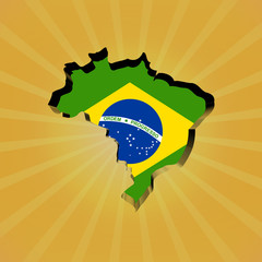 Brazil sunburst map with flag illustration