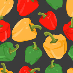 Seamless background with colorful peppers  in flat design