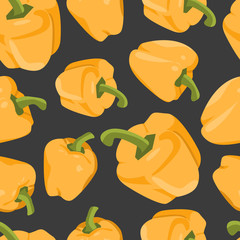 Seamless background with yellow peppers  in flat design