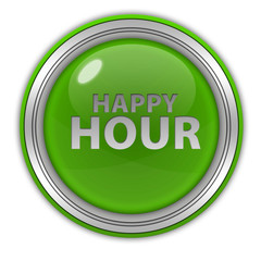 Happy hour circular icon on white background