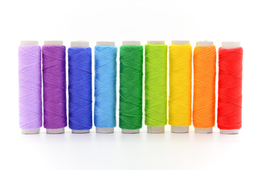 Set of colorful spools of thread