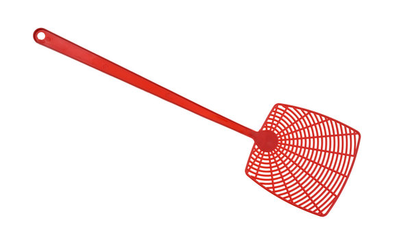 Red fly swatter isolated on a white background