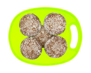 Gingerbread cookies on a green cutting board