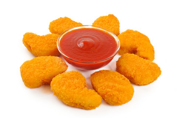 Nuggets,  ketchup isolated on white background