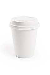 Paper cup isolated on white. Coffee to go.