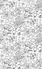 Obraz premium Hand drawn Valentine's day tattoo pattern