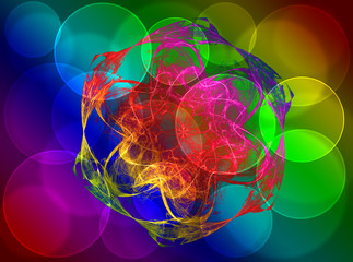 Shiny colorful fractal mandala, digital artwork