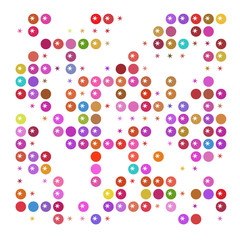 Abstract pattern with randomly scattered circles and stars