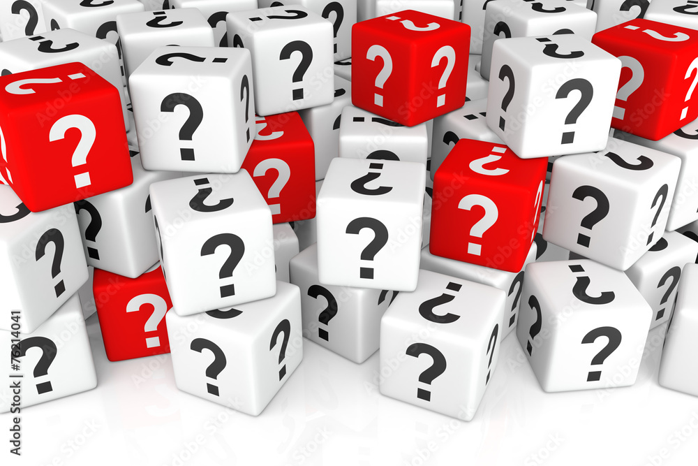 Poster stack of cubes with question mark