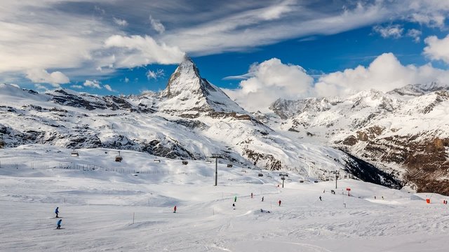 Zermatt Ski Resort and Matternhorn Peak, Time-lapse, Zermatt