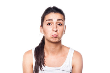 Sad and unhappy young girl