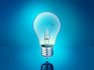 light bulb on blue background