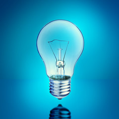 light bulb on blue background